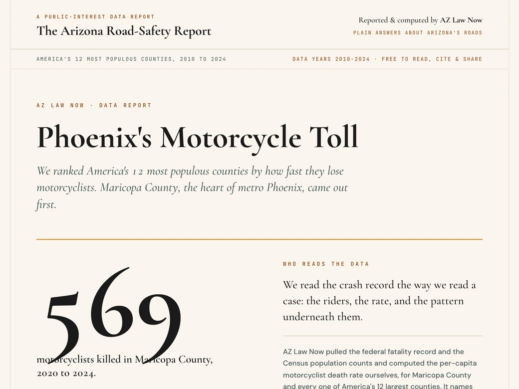 Cover of the Phoenix's Motorcycle Toll Data Report