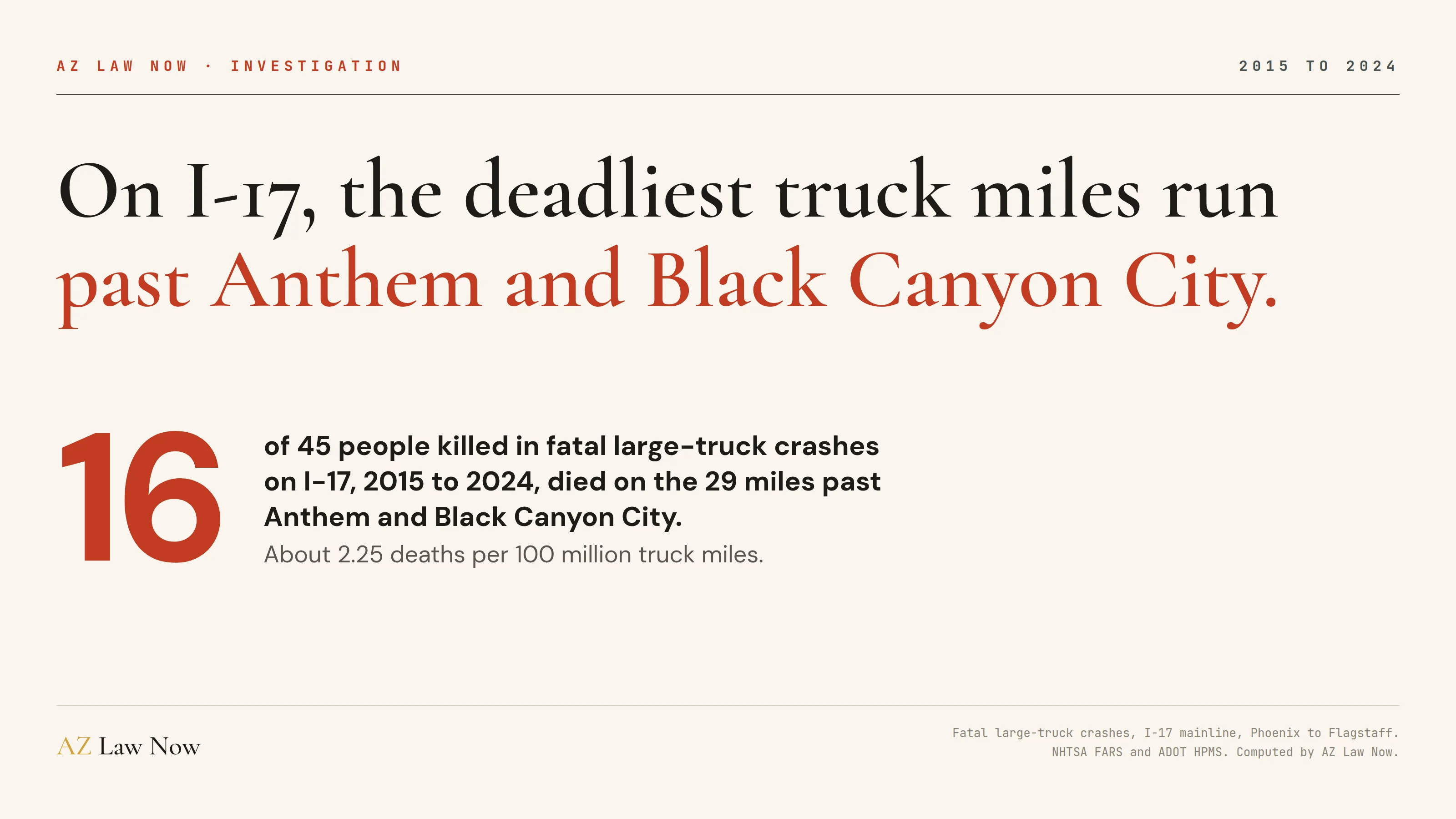 I-17 Truck Accidents Peak by Black Canyon City