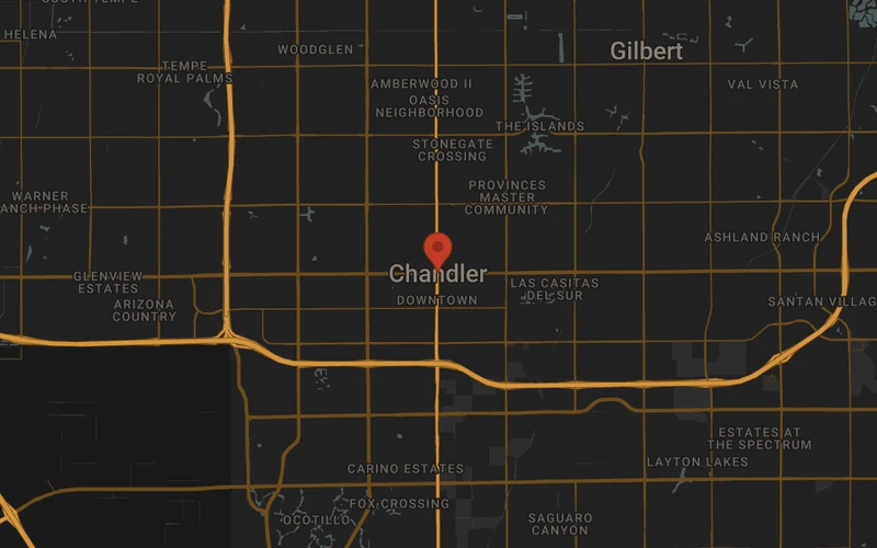 Local area road map for Chandler Personal Injury Attorneys