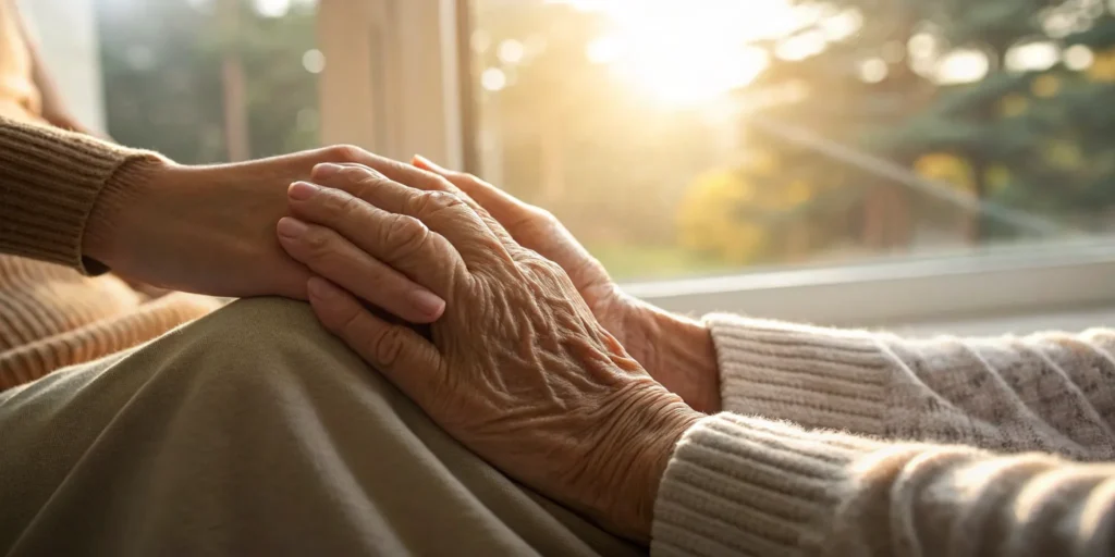 Comforting elderly hands. Caregiver abuse lawyer in Buckeye.