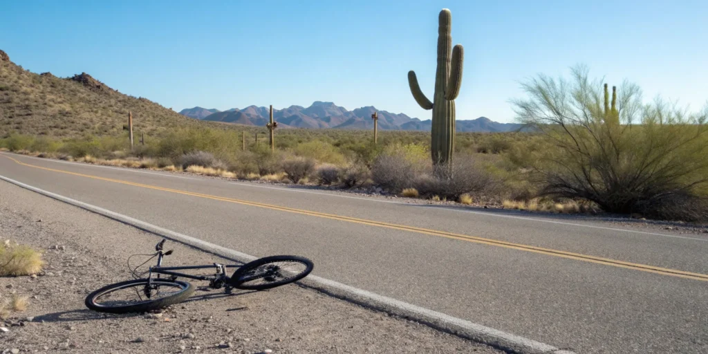 Bicycle accident scene in Arizona.
