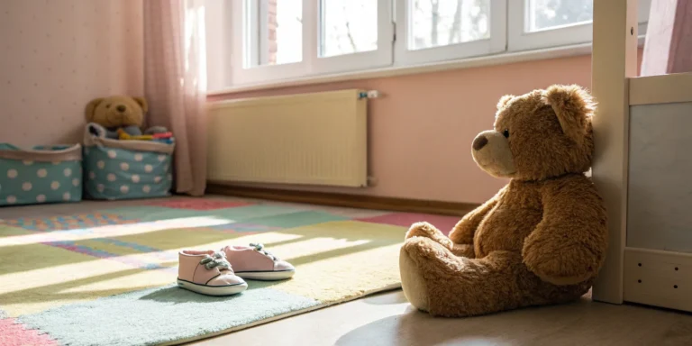 Child's toys left on daycare floor.