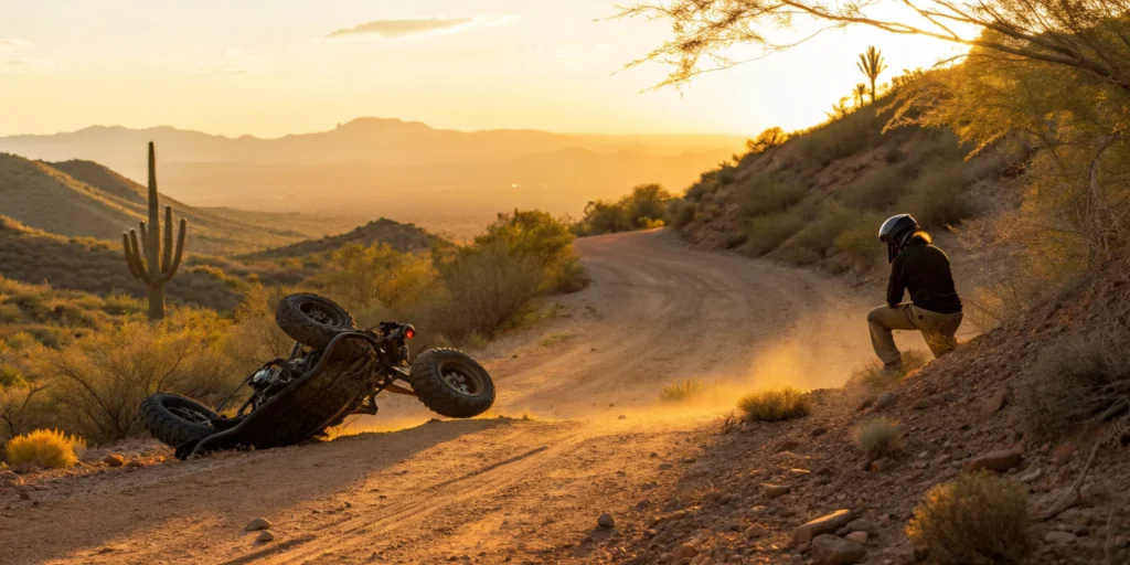 Injured ATV rider after a desert accident.
