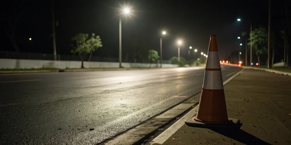 Car accident traffic cone.