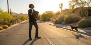 Arizona dog bite victim reviewing legal documents.