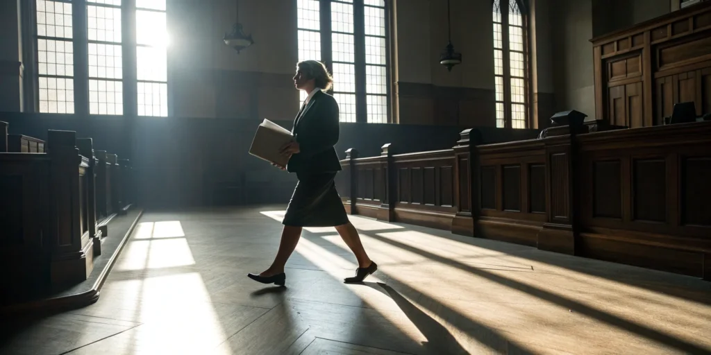 Trip and fall attorney reviewing case files.