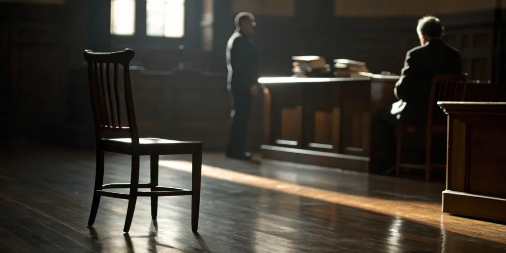 A drunk driving victim attorney sits in a courtroom ready to argue a case.
