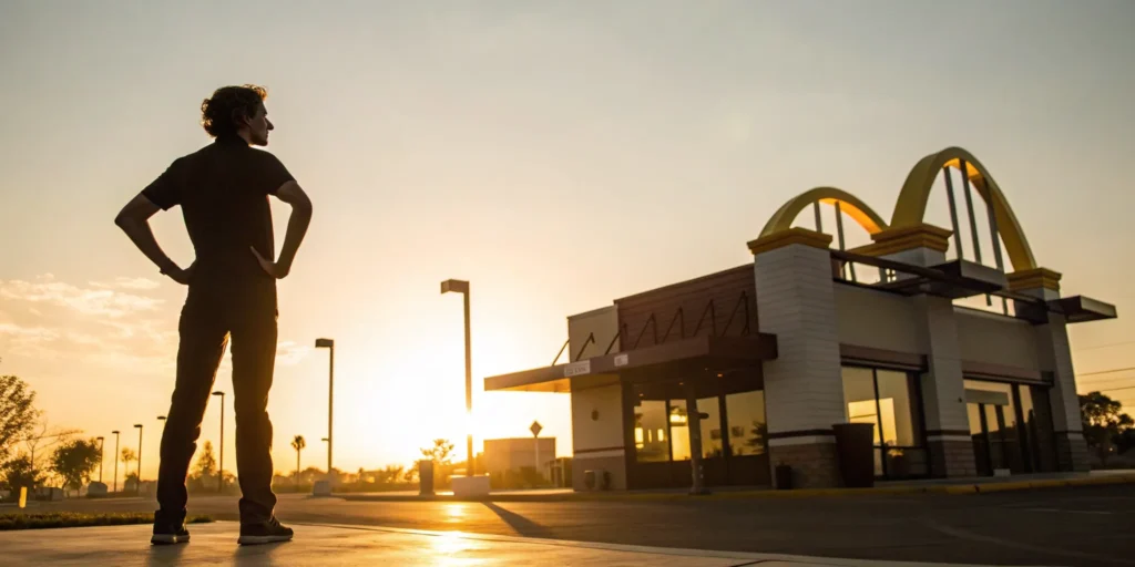Man getting help from a lawyer to sue a fast food restaurant.