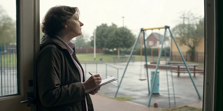 A parent documents safety issues on a daycare playground before suing for negligence.