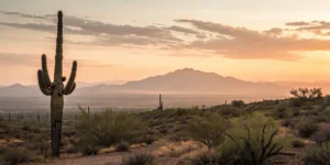 A guide to hiring an Arizona injury lawyer, with a desert sunset in the background.
