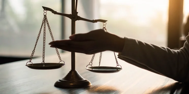 An injury lawyer balancing the scales of justice for a personal injury claim.