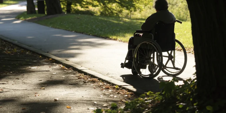 Person using a wheelchair due to triplegia, a condition with many potential causes.