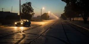 Damaged car at the scene of a hit and run accident in Buckeye.
