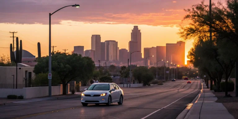 Phoenix ridesharing accident attorney helping with a claim on a downtown city street.