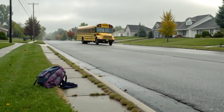 Yellow school bus involved in a Buckeye accident on a suburban street.
