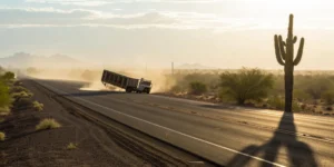 Commercial truck accident on a desert highway in Buckeye.