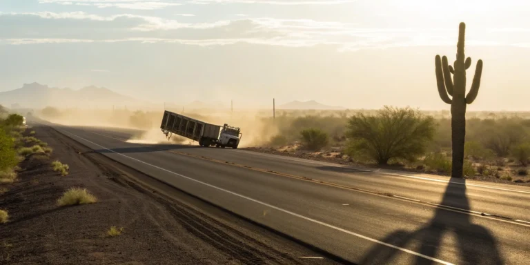 Commercial truck accident on a desert highway in Buckeye.